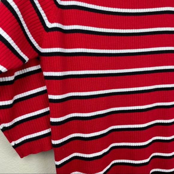 Torrid 3/4 Sleeve Red Black White Stripped Top - Picture 9 of 10